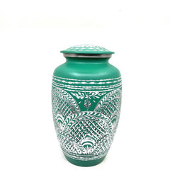 Green Highly Engraved Adult Urn - Cremation Urns for Adult Ashes - Urns for Ashes Adult Male - Urn - Urns for Human Ashes - Decorative Urn