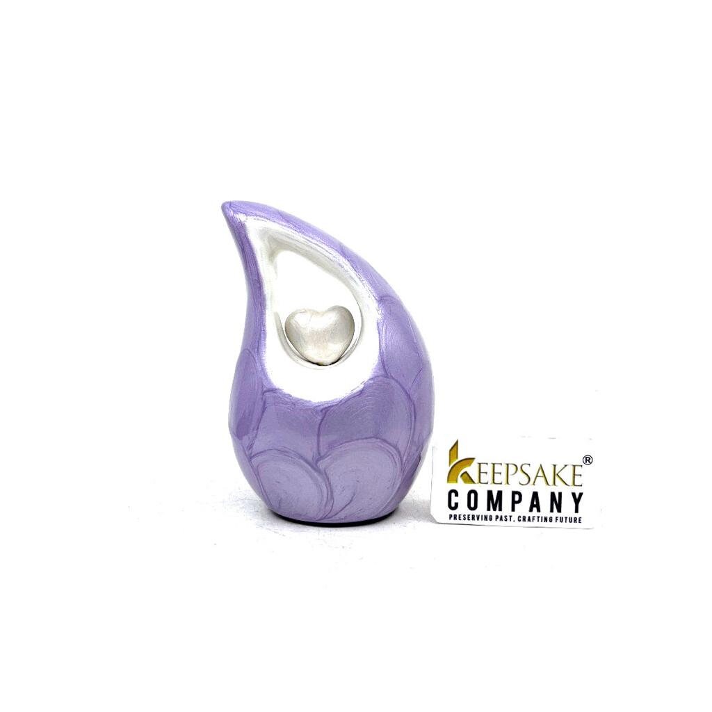 Lavender Mini Cremation Urn with White Heart - Small Urn For Ashes - Miniature Urn For Ashes - Keepsake Memorial Urn from Keepsake Co
