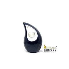 Black teardrop mini Cremation Urn with White Heart for Human Ashes - Small Urn For Ashes - Keepsake Urn - Memorial Urn from Keepsake Company