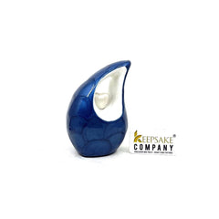 Roman Blue teardrop mini Cremation Urn with White Heart for Human Ashes - Small Urn For Ashes - Funeral Urn - Ash Urn from Keepsake Company
