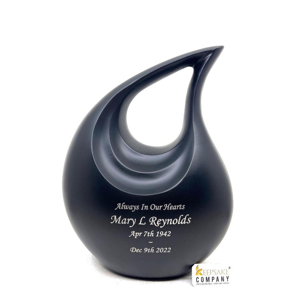 Premium Matte Black Teardrop Urns for Ashes Adult male - Urn - urns for human ashes adult female - Urns - Cremation Urns for Adult Ashes