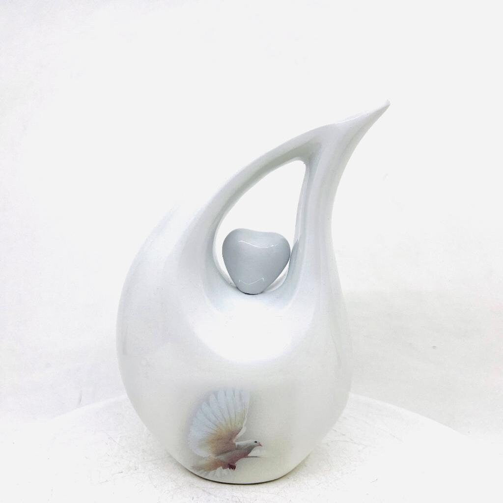 White Teardrop Cremation Urns for Human Ashes - Urn- Urns for Ashes    (6 Inches/ 15 centimeters) Small Urns for Ashes - Personalized Urn