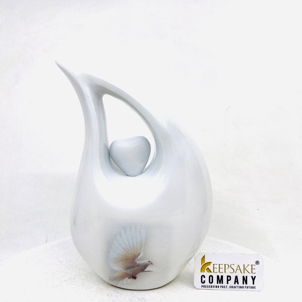 White Teardrop Cremation Urns for Human Ashes - Urn- Urns for Ashes    (6 Inches/ 15 centimeters) Small Urns for Ashes - Personalized Urn