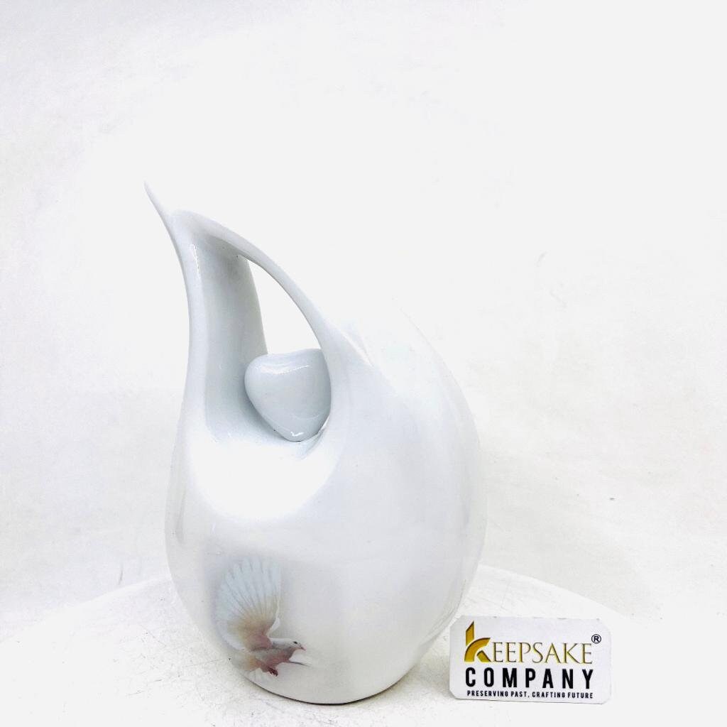 White Teardrop Cremation Urns for Human Ashes - Urn- Urns for Ashes    (6 Inches/ 15 centimeters) Small Urns for Ashes - Personalized Urn