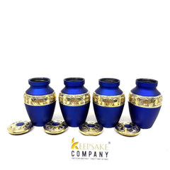 Blue Golden Small Urns for Human Ashes - Mini Urns for Human Ashes - Keepsake Urns for Human Ashes - Small Urn - Small Urns for Ashes