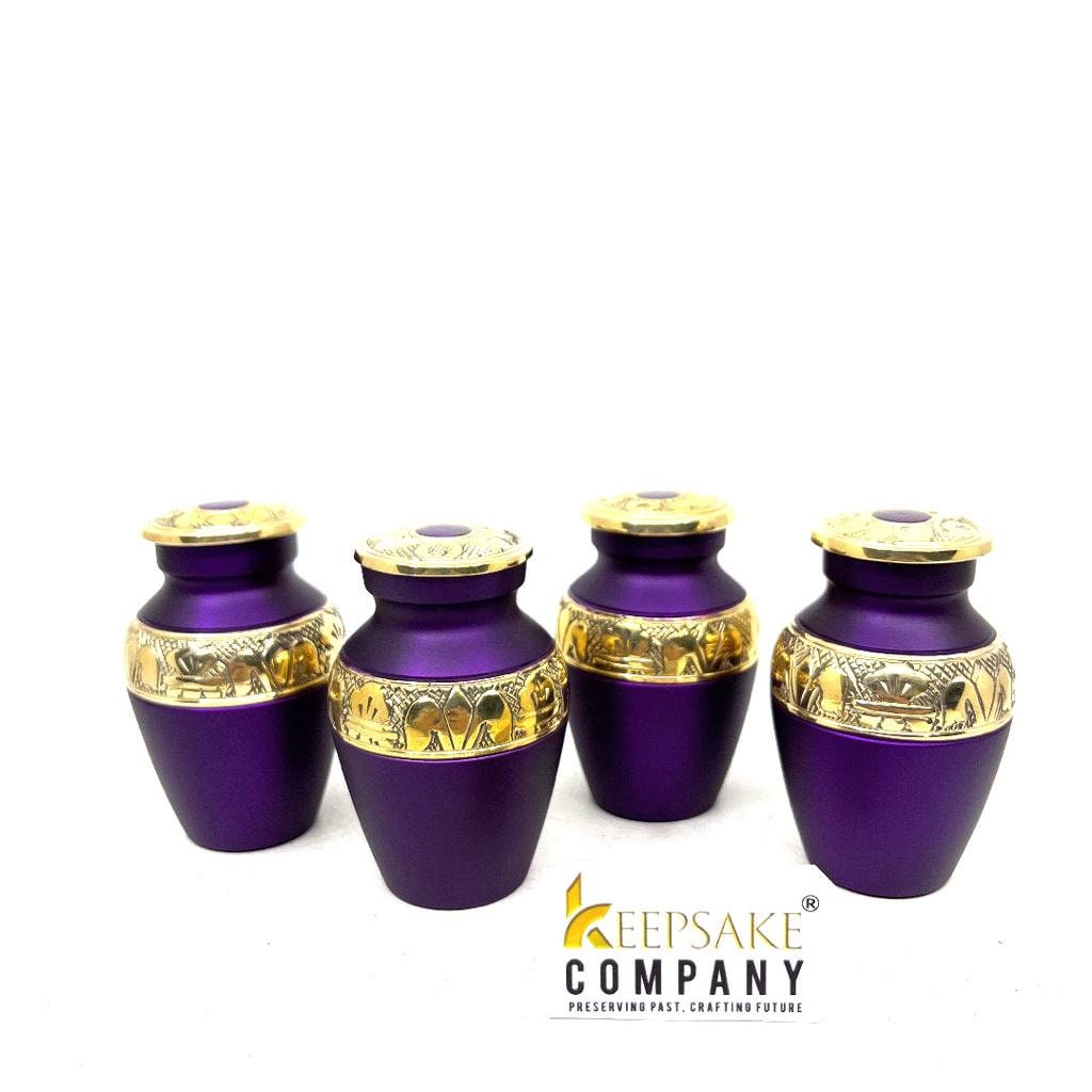 Purple Golden Small Urns for Human Ashes - Mini Urns for Human Ashes - Keepsake Urns for Human Ashes - Small Urn - Small Urns for Ashes