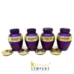Purple Golden Small Urns for Human Ashes - Mini Urns for Human Ashes - Keepsake Urns for Human Ashes - Small Urn - Small Urns for Ashes