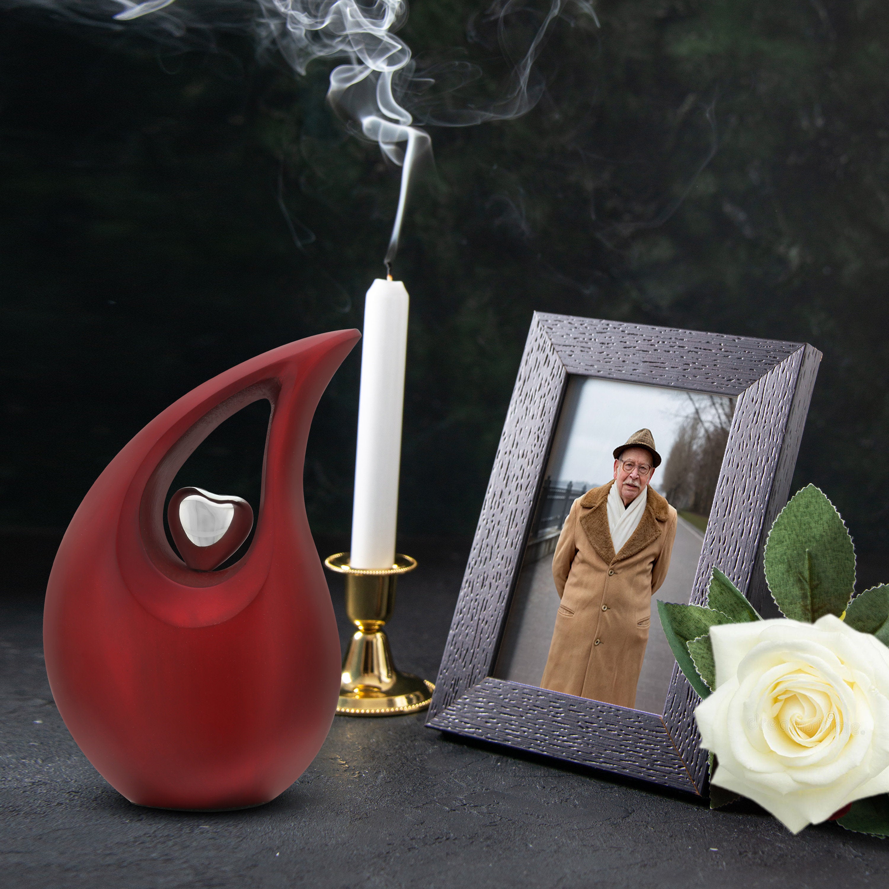 Red Shimmer Teardrop Cremation Urns for Human Ashes - Urn- Urns for Ashes  (6 Inches/ 15 centimeters)  Personalized Urn - Memorial Urn