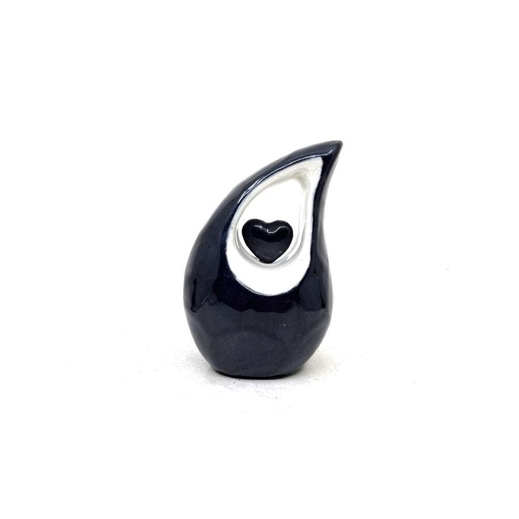 Black teardrop mini Cremation Urn - Small Urns for Human Ashes - Mini Urns for Human Ashes - Small Urns - Keepsake Urns for Human Ashes