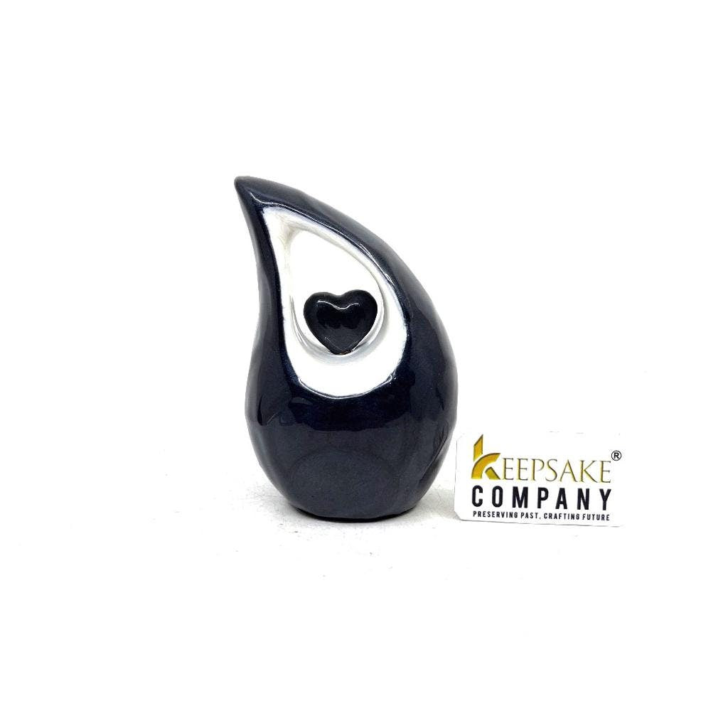 Black teardrop mini Cremation Urn - Small Urns for Human Ashes - Mini Urns for Human Ashes - Small Urns - Keepsake Urns for Human Ashes