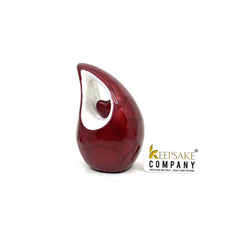 Red teardrop mini Cremation Urn with Red Heart- Small Urn For Ashes - Funeral Urn - Ash Urn from Keepsake Company -Mini Urn - Urn for Ash