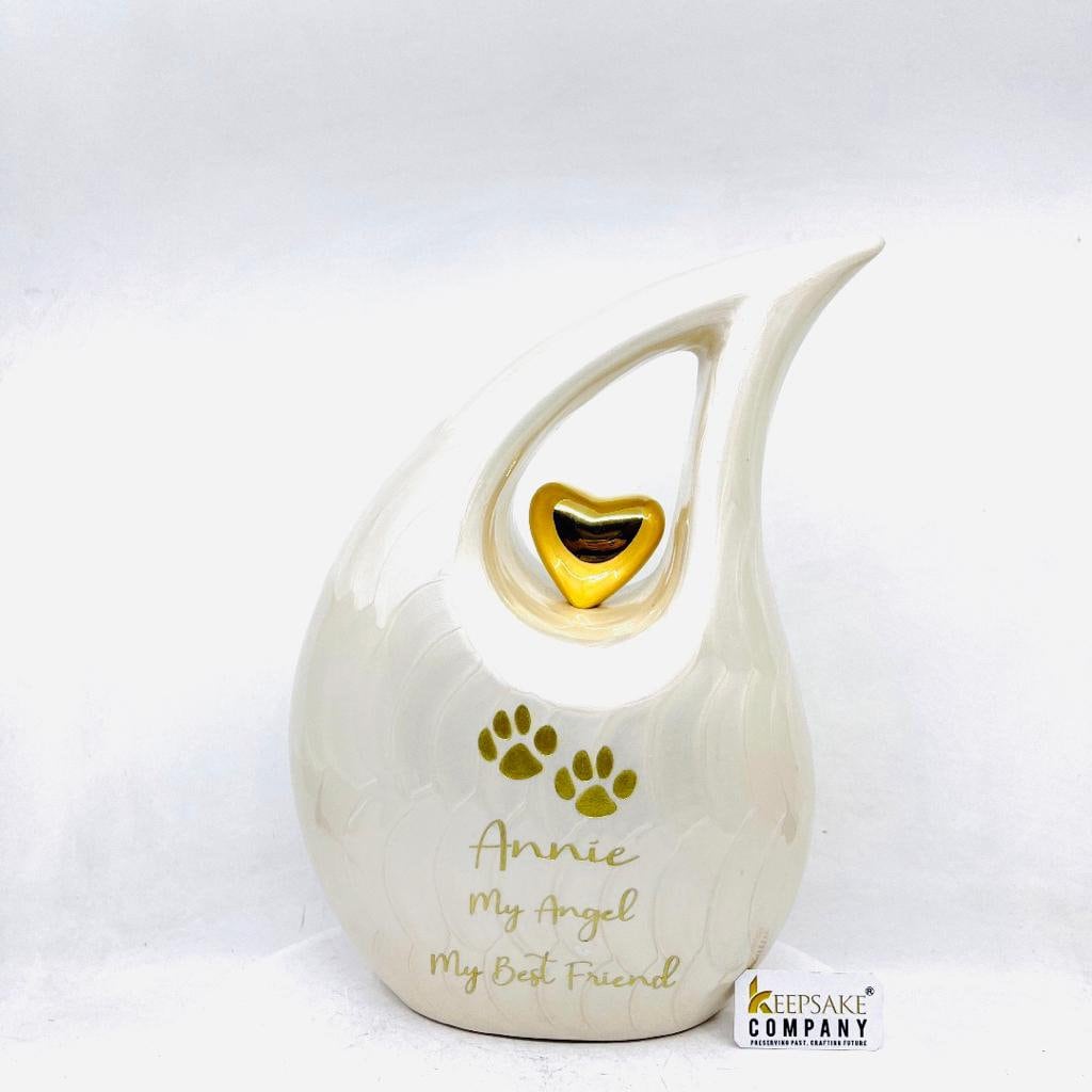 White Golden Pet Urn - Pet Urns for Dogs Ashes - Dog Urn - Dog Urns for Ashes  - Urn for Dog Ashes - Cat Urn for Ashes -Memorial Urn