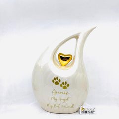 White Golden Pet Urn - Pet Urns for Dogs Ashes - Dog Urn - Dog Urns for Ashes  - Urn for Dog Ashes - Cat Urn for Ashes -Memorial Urn