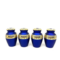 Blue Golden Small Urns for Human Ashes - Mini Urns for Human Ashes - Keepsake Urns for Human Ashes - Small Urn - Small Urns for Ashes