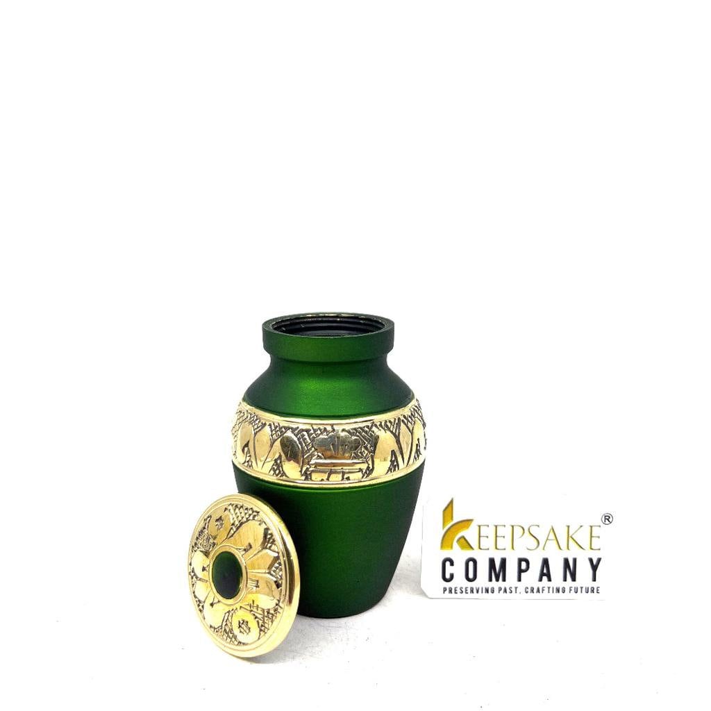 Green Golden Small Urns for Human Ashes - Mini Urns for Human Ashes - Keepsake Urns for Human Ashes - Small Urn - Small Urns for Ashes