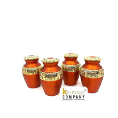 Orange Golden Small Urns for Human Ashes - Mini Urns for Human Ashes - Keepsake Urns for Human Ashes - Small Urn - Small Urns for Ash - Urn