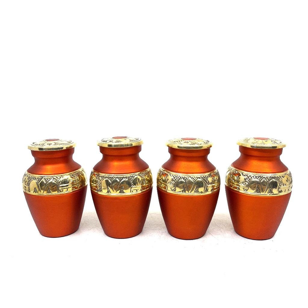 Orange Golden Small Urns for Human Ashes - Mini Urns for Human Ashes - Keepsake Urns for Human Ashes - Small Urn - Small Urns for Ash - Urn