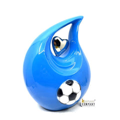 Blue Football / Soccer Teardrop Cremation Urns for Ashes -  Urns for Ashes  - Urn -  Funeral Urn - Urn for Ashes - Memorial urn