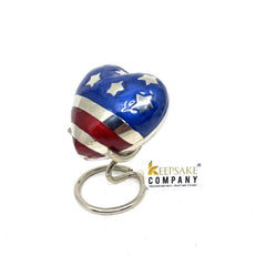 Blue Red Silver Heart Urn / Small Urns for Human Ashes / Mini Urns for Human Ashes  / Ashes Container with Star and Stripes / US Flag