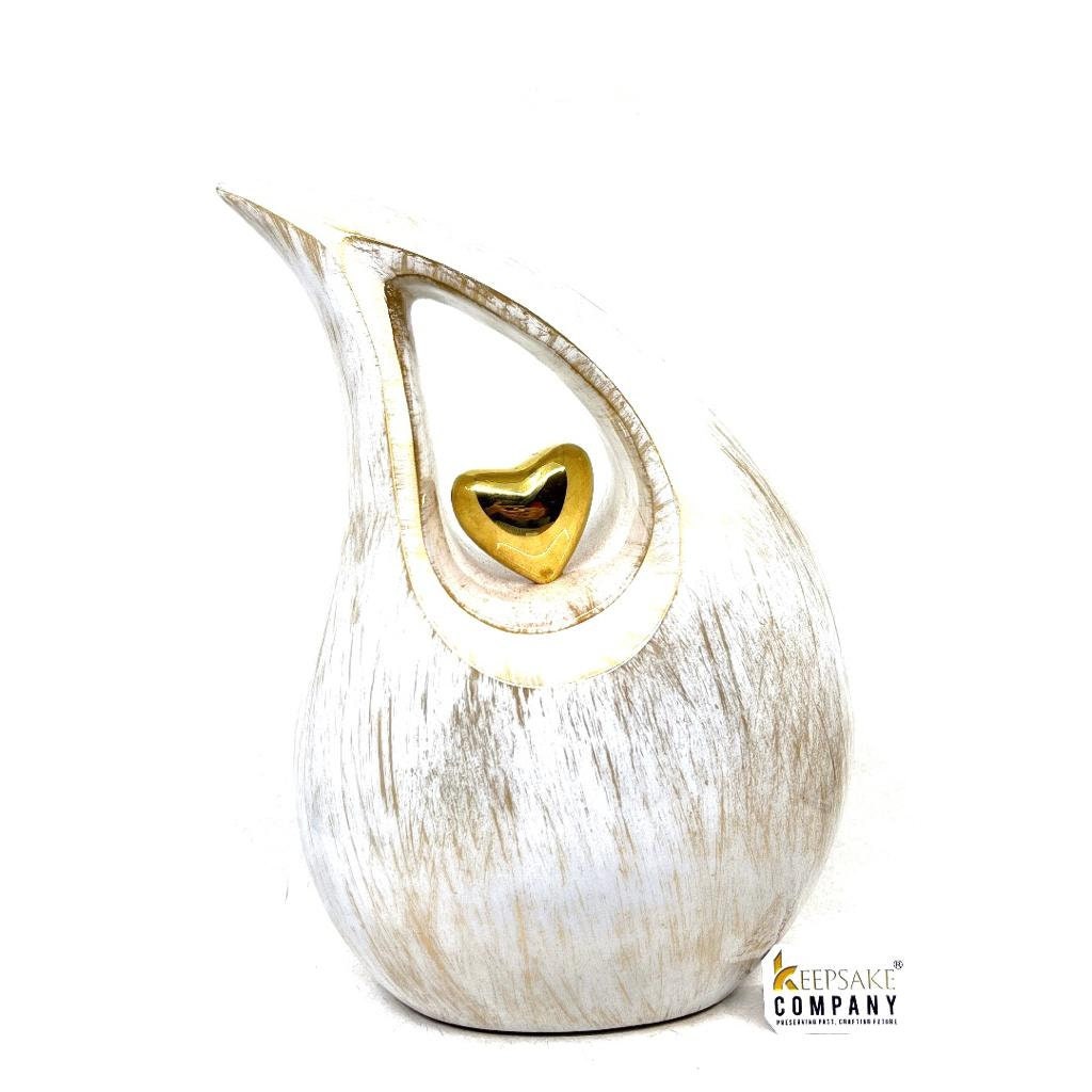 Gorgeous Golden White Teardrop Urn - Urns for Ashes Adult male - urns for human ashes female - Cremation Urns for Adult Ashes  - Urns - Urn