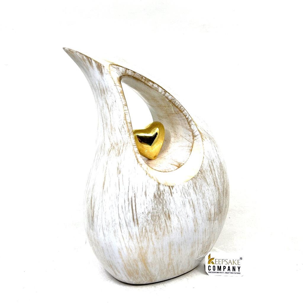 Gorgeous Golden White Teardrop Urn - Urns for Ashes Adult male - urns for human ashes female - Cremation Urns for Adult Ashes  - Urns - Urn