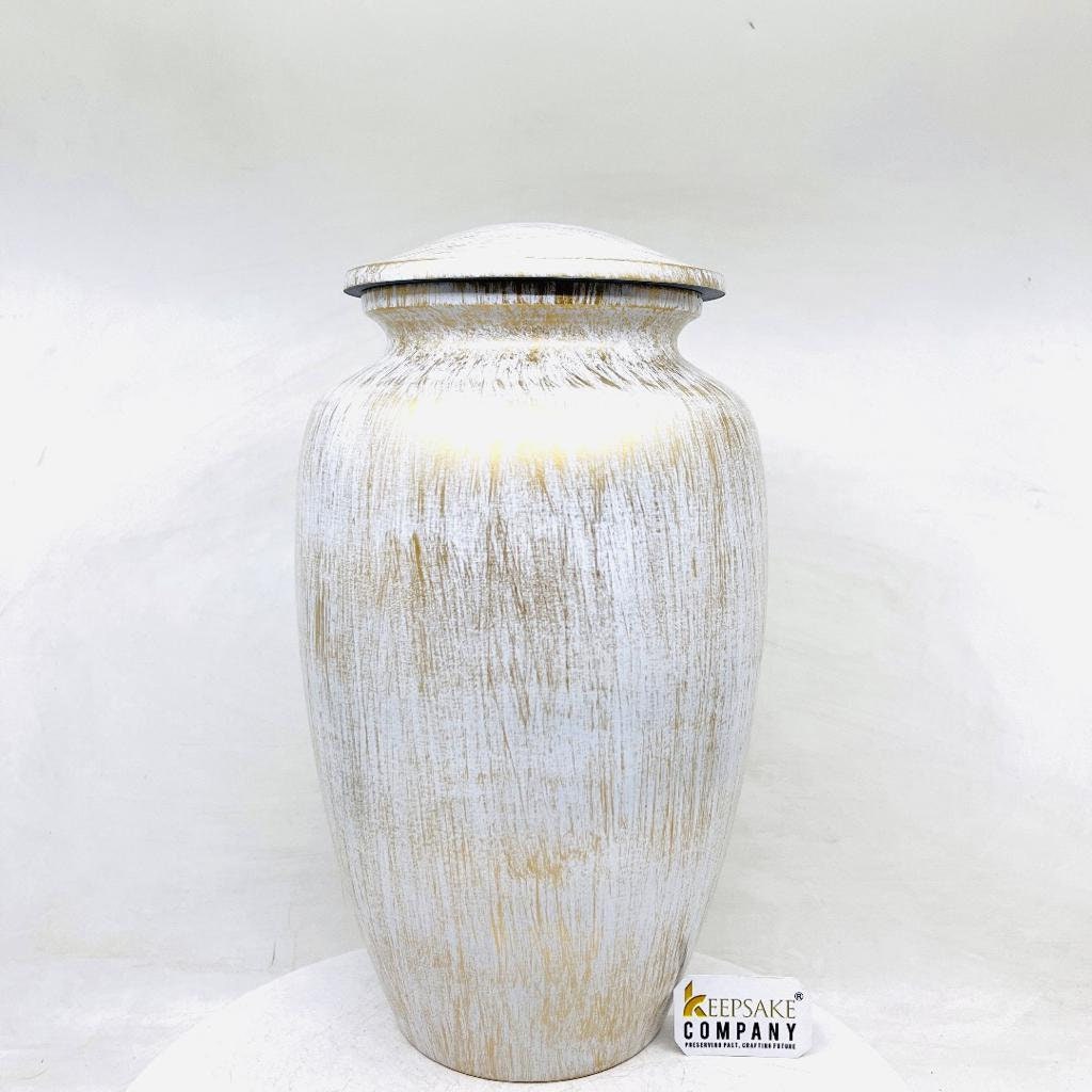 White Golden Adult Urn for Ashes  - Cremation Urns for Adult Ashes - Urns for Ashes Adult Male - Urn - Urns for Human Ashes - Decorative Urn