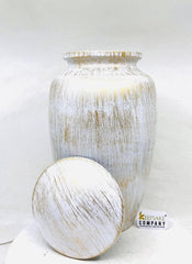White Golden Adult Urn for Ashes  - Cremation Urns for Adult Ashes - Urns for Ashes Adult Male - Urn - Urns for Human Ashes - Decorative Urn