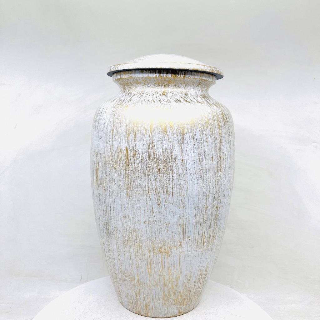 White Golden Adult Urn for Ashes  - Cremation Urns for Adult Ashes - Urns for Ashes Adult Male - Urn - Urns for Human Ashes - Decorative Urn