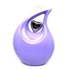 Matt Purple Teardrop Urn with Silver Heart  - Urns for Ashes - urns for human ashes female - Cremation Urns for Adult Ashes  - Urns - Urn