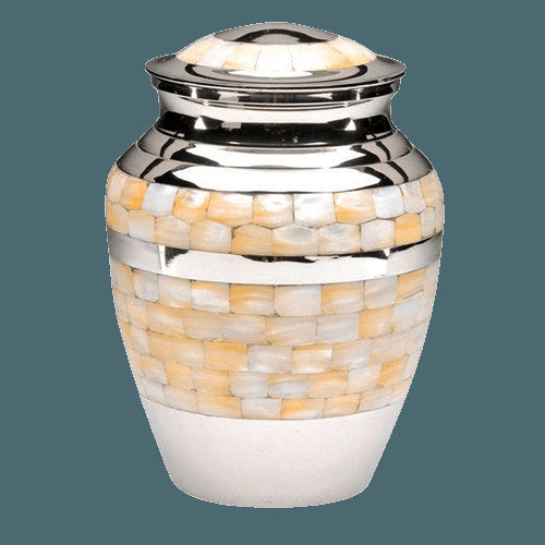 Chrome Silver Mother of Pearl Adult Urn for Human Ashes - Urn - Cremation Urns for Adult Ashes - Urn - Urns for Adult Ashes - Urns for Ashes