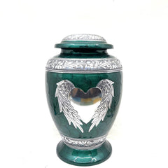 Green Cremation Urn for Ashes - Urns for Human Ashes  with Angel Wings and Heart - Urn - Urn - Funeral Urn - Memorial urn by Keepsake Co