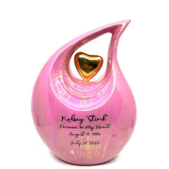 Perfect Pink Golden Teardrop Urn - Urns for Ashes Adult male - urns for human ashes female - Cremation Urns for Adult Ashes  - Urns - Urn