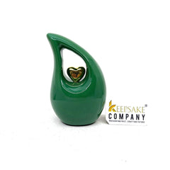 Glossy Green Small Urns for Human Ashes with Heart - Mini Urns for Human Ashes - Ashes Urn - Keepsake Urns for Human Ashes - Mini Urn