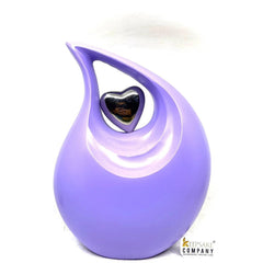 Matt Purple Teardrop Urn with Silver Heart  - Urns for Ashes - urns for human ashes female - Cremation Urns for Adult Ashes  - Urns - Urn