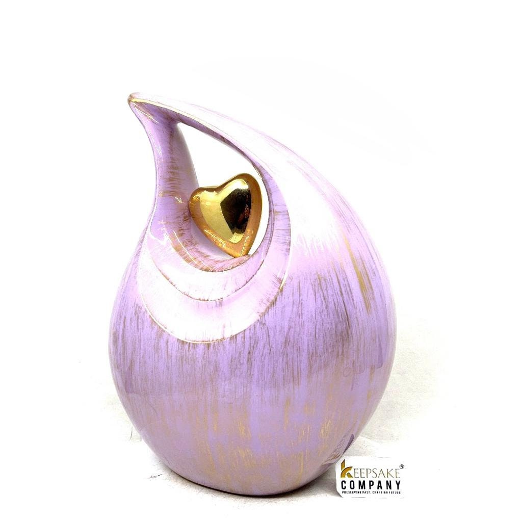 Gorgeous Golden Lavender Teardrop Urn - Urns for Ashes Adult  - urns for human ashes female - Cremation Urns for Adult Ashes  - Urns - Urn