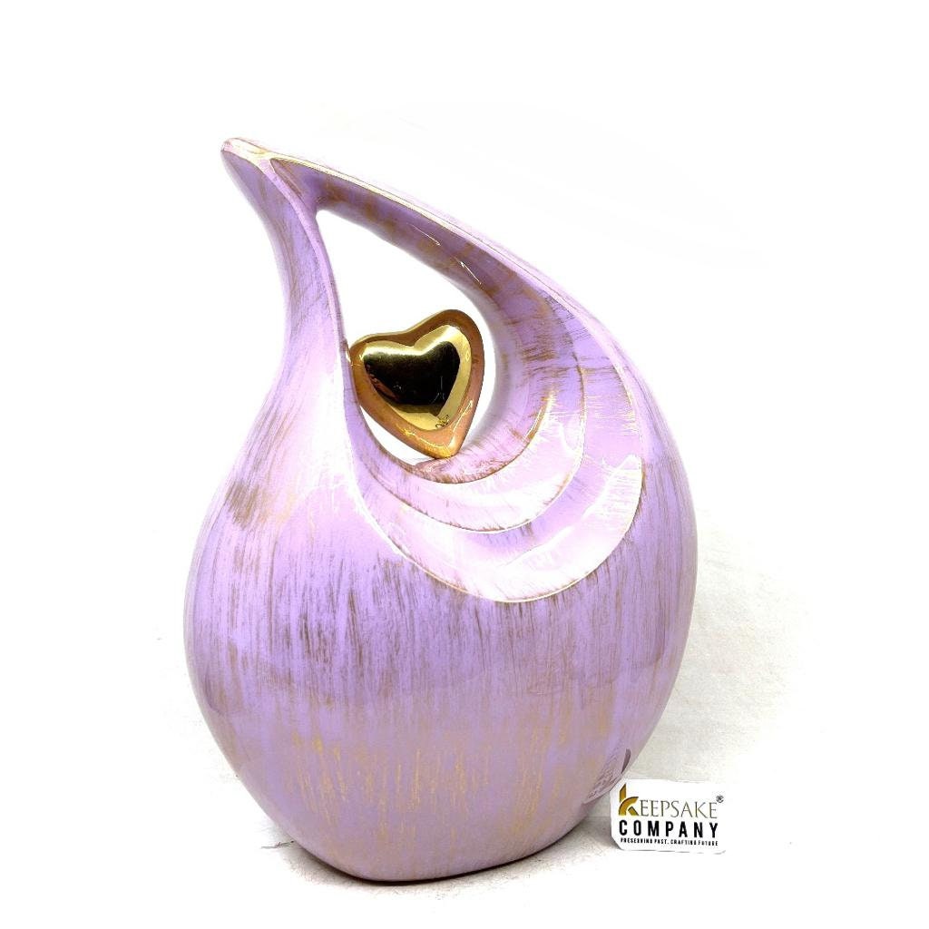 Gorgeous Golden Lavender Teardrop Urn - Urns for Ashes Adult  - urns for human ashes female - Cremation Urns for Adult Ashes  - Urns - Urn