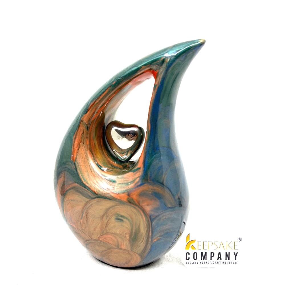 Multicolour Teardrop Cremation Urns for Human Ashes - Medium Urn - Decorative Urns - Medium Urns for Human Ashes (6 Inches/ 15 centimeters)