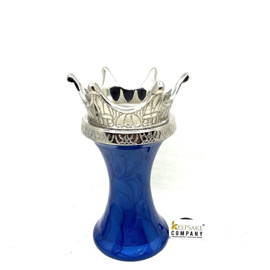 Blue Tealight Cremation Urn with Crown -  Ash Urn - Keepsake Urn - Medium Urn for Ash - Keepsake Urns for Ashes from Keepsake Company