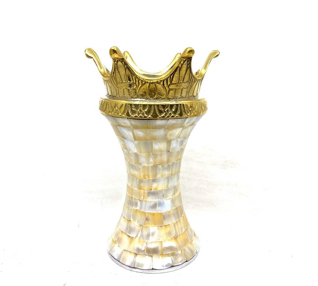 Mother of Pearl Tea light Cremation Urn with Golden Crown -  Ash Urn - Keepsake Urn - Medium Urn for Ash - Keepsake Urns for Ashes