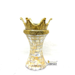 Mother of Pearl Tea light Cremation Urn with Golden Crown -  Ash Urn - Keepsake Urn - Medium Urn for Ash - Keepsake Urns for Ashes