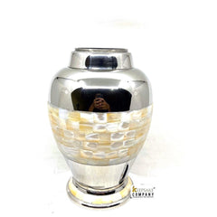 Chrome Silver Mother of Pearl Urn for Human Ashes - Urn - Cremation Urns for Adult Ashes - Urn - Urns for Ashes Adult Male - Urns for Ashes