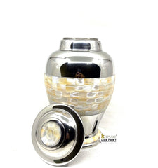 Chrome Silver Mother of Pearl Urn for Human Ashes - Urn - Cremation Urns for Adult Ashes - Urn - Urns for Ashes Adult Male - Urns for Ashes