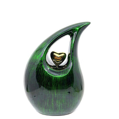 Bright Green Black Silver Teardrop Urn - Urns for Ashes - urns for human ashes female - Cremation Urns for Adult Ashes  - Urns - Urn