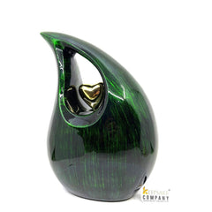 Bright Green Black Silver Teardrop Urn - Urns for Ashes - urns for human ashes female - Cremation Urns for Adult Ashes  - Urns - Urn