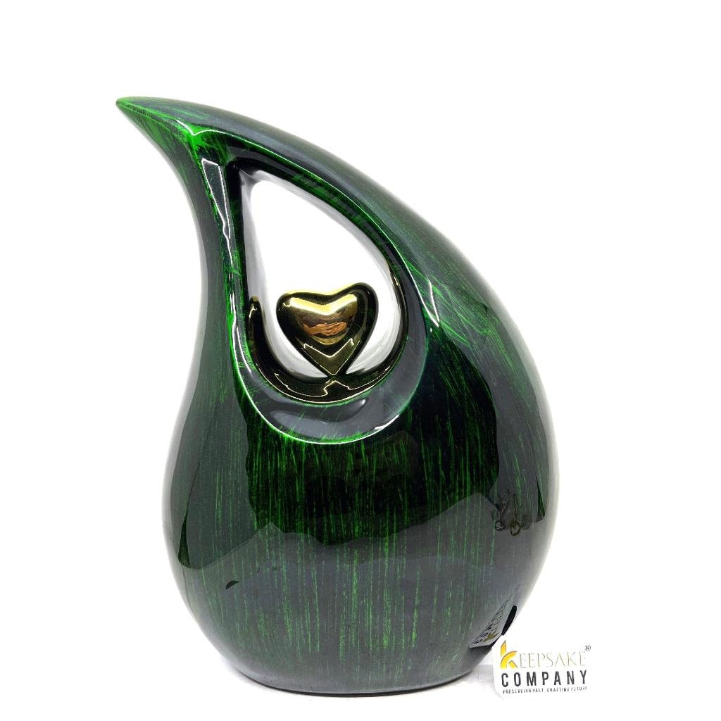 Bright Green Black Silver Teardrop Urn - Urns for Ashes - urns for human ashes female - Cremation Urns for Adult Ashes  - Urns - Urn