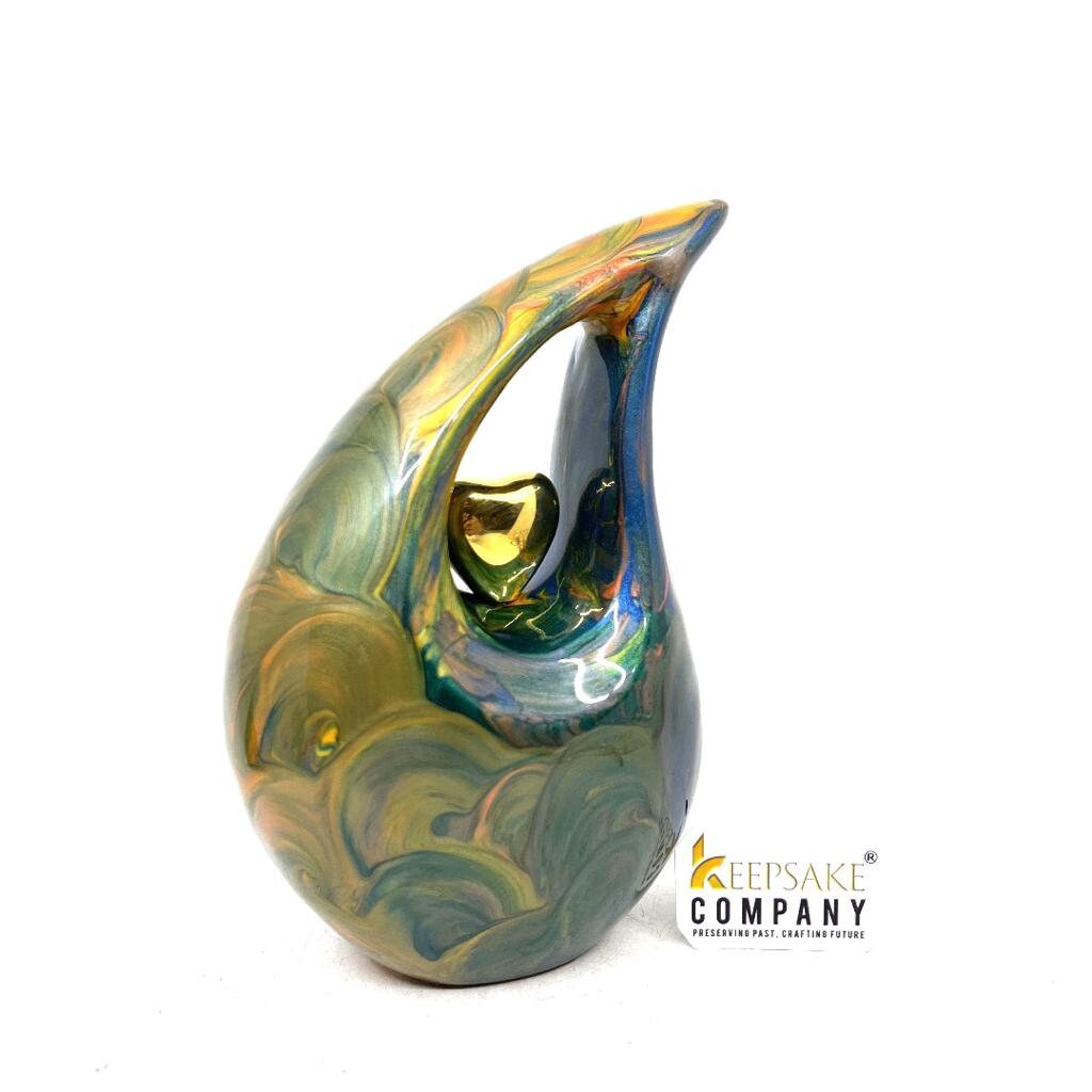 Multicolour Teardrop Cremation Urns for Human Ashes - Medium Urn - Decorative Urns - Medium Urns for Human Ashes (6 Inches/ 15 centimeters)