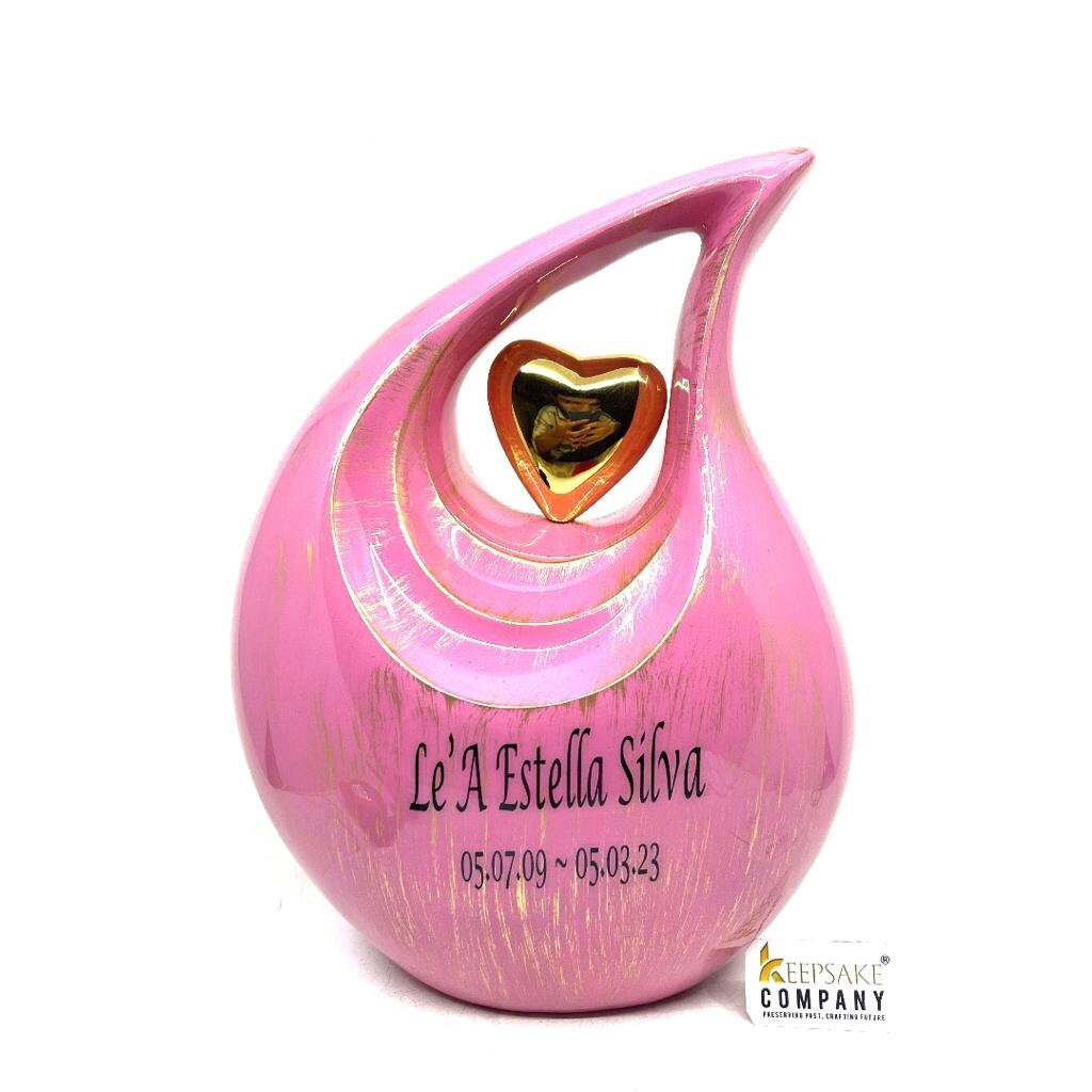 Perfect Pink Golden Teardrop Urn - Urns for Ashes Adult male - urns for human ashes female - Cremation Urns for Adult Ashes  - Urns - Urn