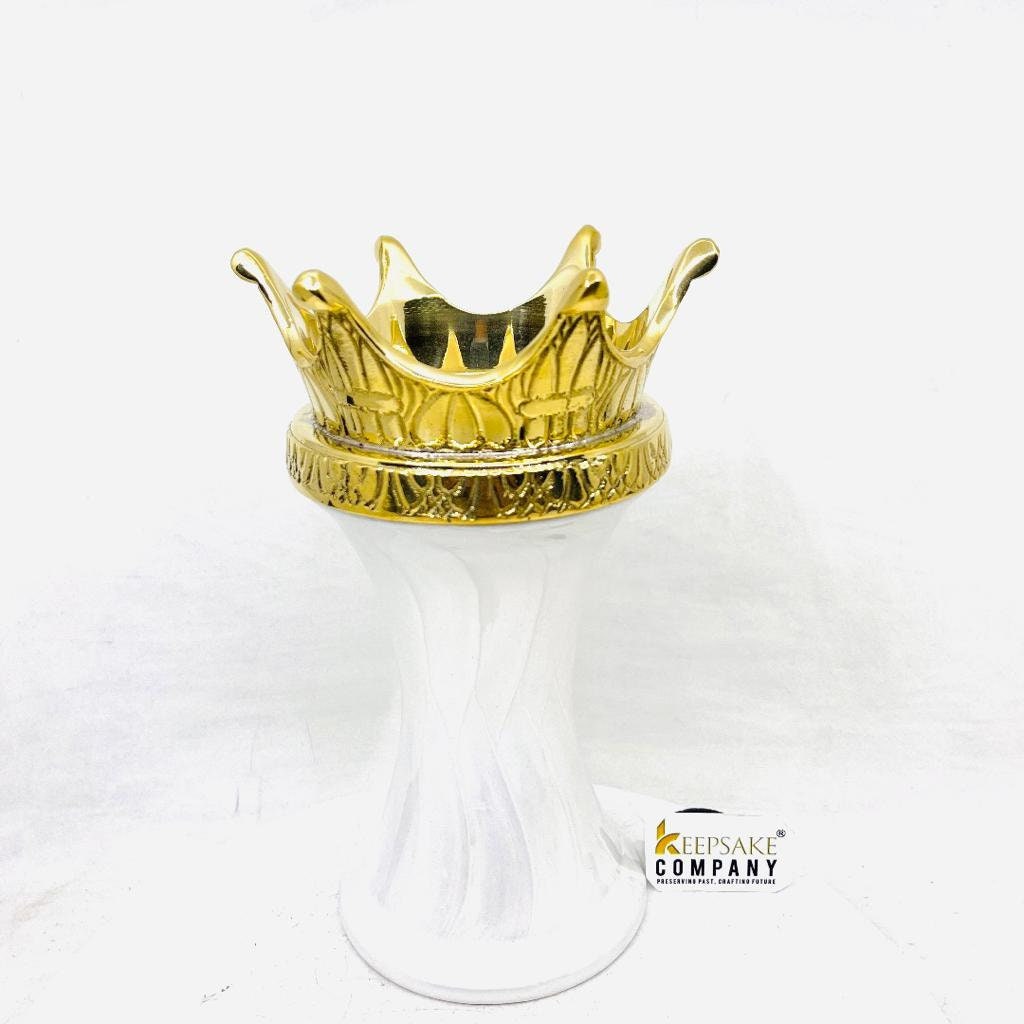 White Tea light Cremation Urn with Golden Crown -  Ash Urn - Keepsake Urn - Medium Urn for Ash - Keepsake Urns for Ashes from Keepsake Co.