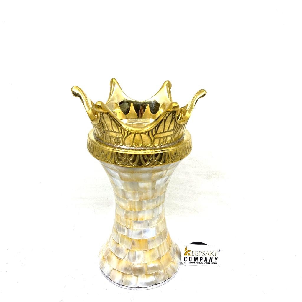 Mother of Pearl Tea light Cremation Urn with Golden Crown -  Ash Urn - Keepsake Urn - Medium Urn for Ash - Keepsake Urns for Ashes