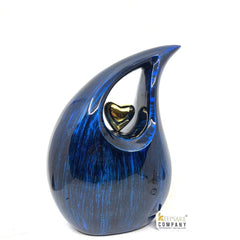 Bright Blue Black Silver Teardrop Urn - Urns for Ashes - urns for human ashes female - Cremation Urns for Adult Ashes  - Urns - Urn